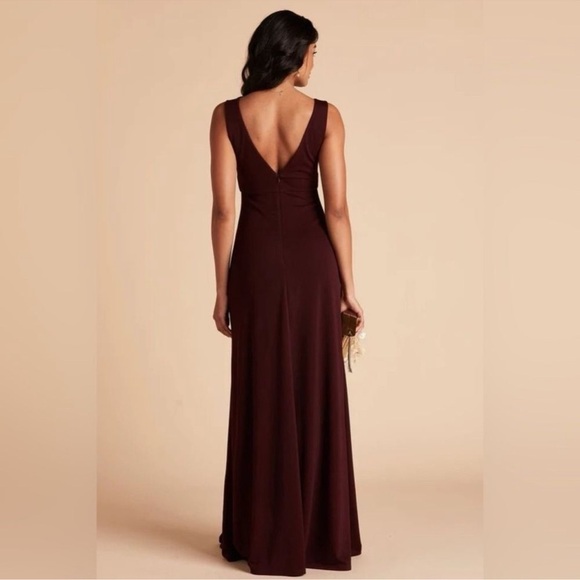 NEW Birdy Grey Shamin V Neck Crepe Bridesmaid Maxi Dress Cabernet Size Large - Picture 3 of 12